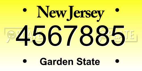 4567885 New Jersey License Plate