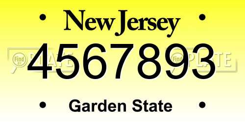 4567893 New Jersey License Plate
