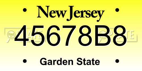 45678B8 New Jersey License Plate