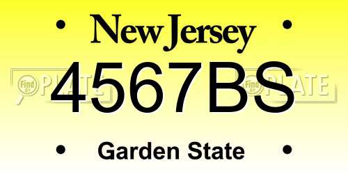 4567BS New Jersey License Plate