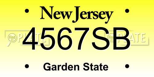 4567SB New Jersey License Plate
