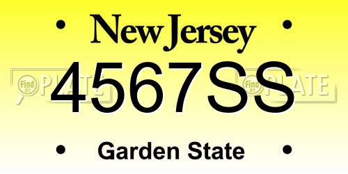 4567SS New Jersey License Plate
