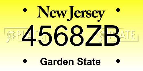 4568ZB New Jersey License Plate