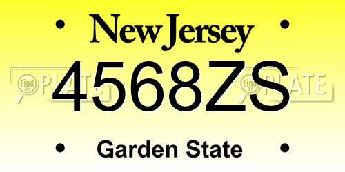 4568ZS New Jersey License Plate