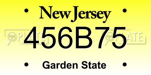 456B75 New Jersey License Plate
