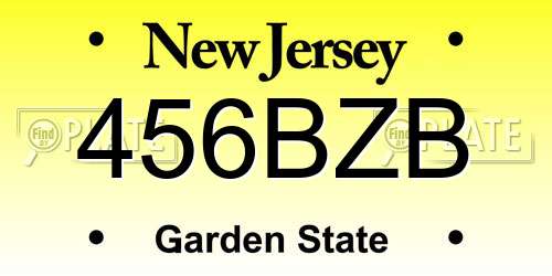 456BZB New Jersey License Plate