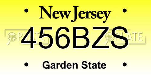 456BZS New Jersey License Plate