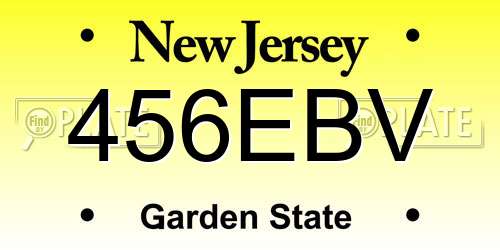 456EBV New Jersey License Plate