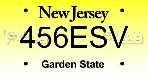 456ESV New Jersey License Plate