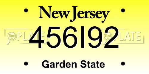 456I92 New Jersey License Plate