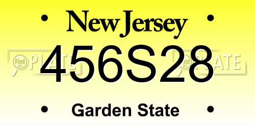 456S28 New Jersey License Plate