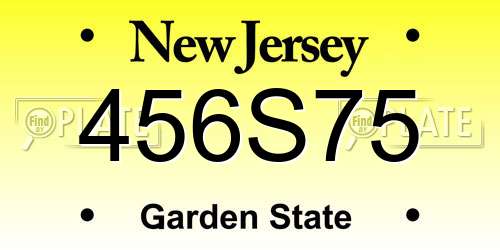 456S75 New Jersey License Plate