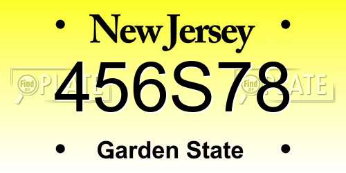 456S78 New Jersey License Plate