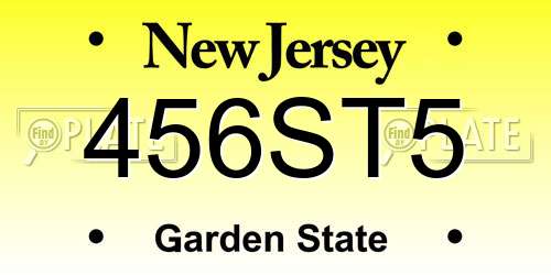 456ST5 New Jersey License Plate