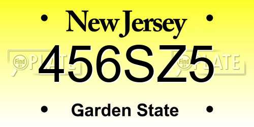 456SZ5 New Jersey License Plate
