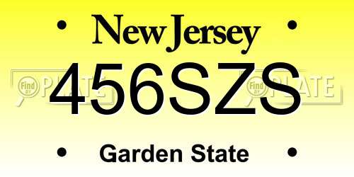 456SZS New Jersey License Plate