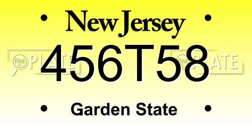 456T58 New Jersey License Plate