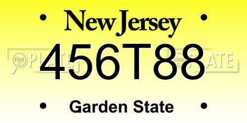 456T88 New Jersey License Plate