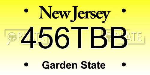 456TBB New Jersey License Plate