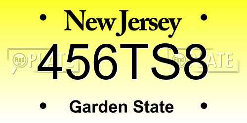 456TS8 New Jersey License Plate