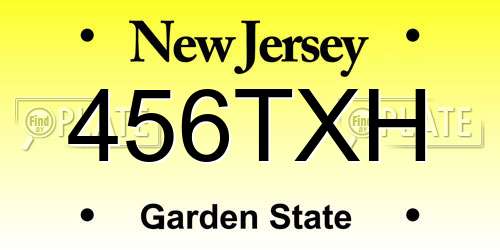 456TXH New Jersey License Plate