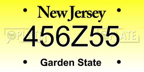 456Z55 New Jersey License Plate