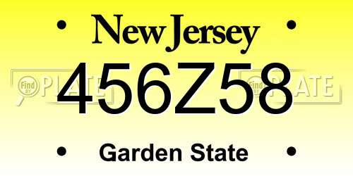 456Z58 New Jersey License Plate