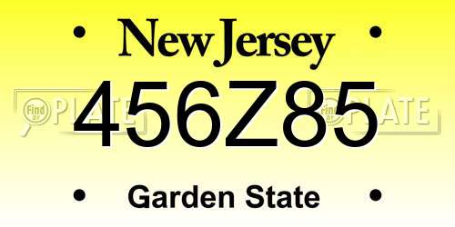 456Z85 New Jersey License Plate