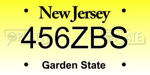 456ZBS New Jersey License Plate