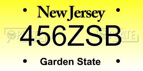 456ZSB New Jersey License Plate