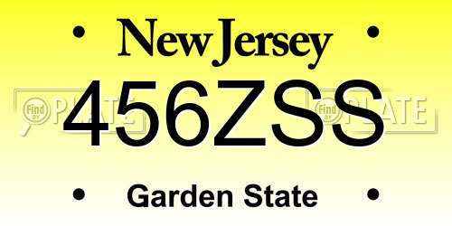 456ZSS New Jersey License Plate