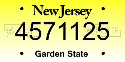 4571125 New Jersey License Plate