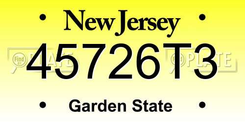 45726T3 New Jersey License Plate