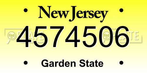 4574506 New Jersey License Plate