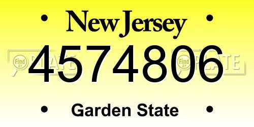 4574806 New Jersey License Plate