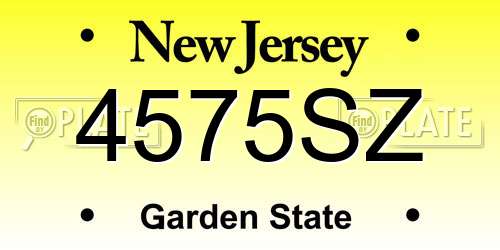 4575SZ New Jersey License Plate