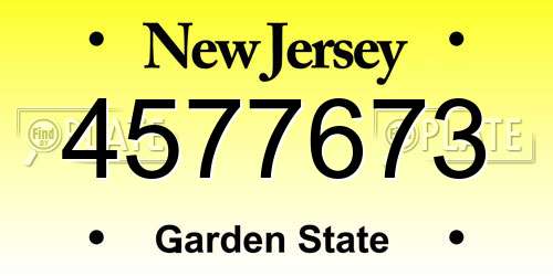 4577673 New Jersey License Plate
