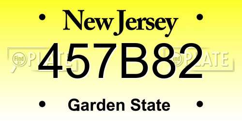 457B82 New Jersey License Plate