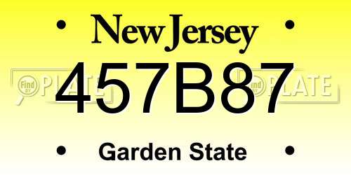 457B87 New Jersey License Plate