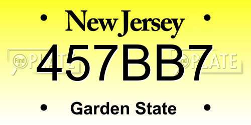 457BB7 New Jersey License Plate