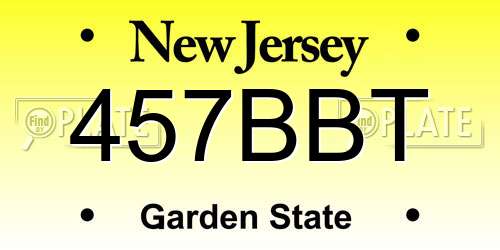 457BBT New Jersey License Plate