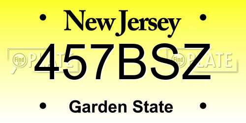 457BSZ New Jersey License Plate