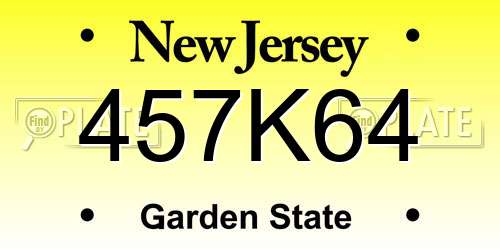 457K64 New Jersey License Plate