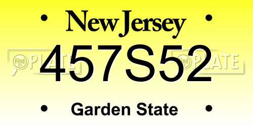 457S52 New Jersey License Plate