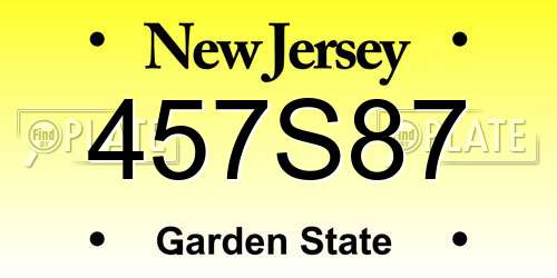 457S87 New Jersey License Plate