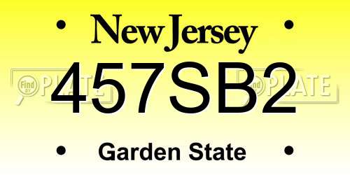 457SB2 New Jersey License Plate