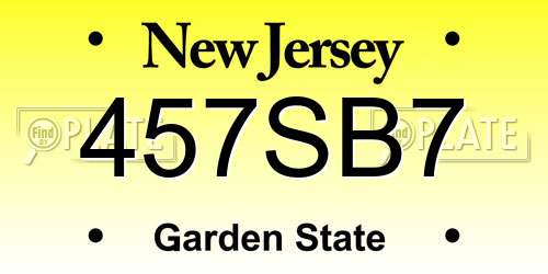 457SB7 New Jersey License Plate