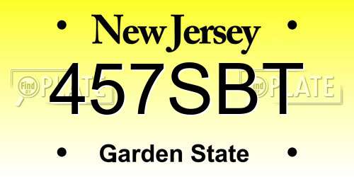 457SBT New Jersey License Plate