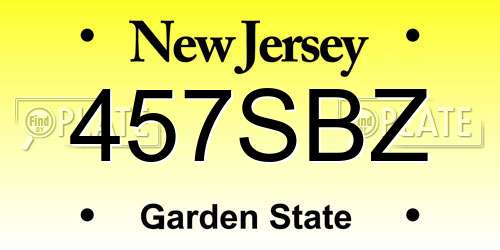 457SBZ New Jersey License Plate