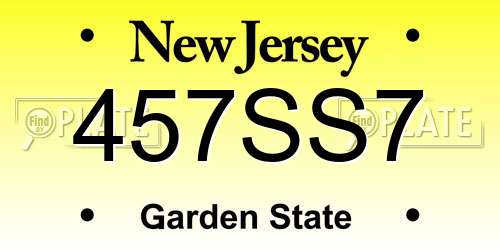457SS7 New Jersey License Plate